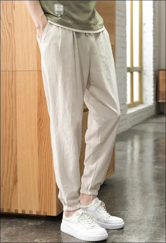 Casual Solid Color Mid-Waist Tethered Loose Jogger Pants