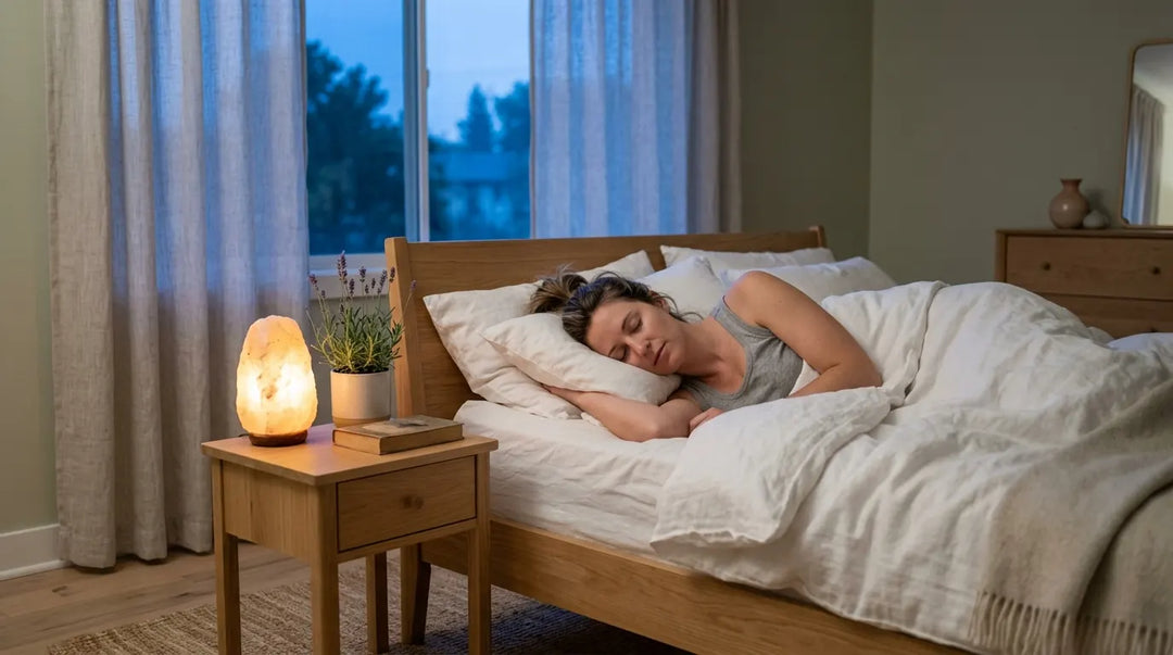 Peaceful person sleeping in minimalist bedroom bathed in soft dawn light