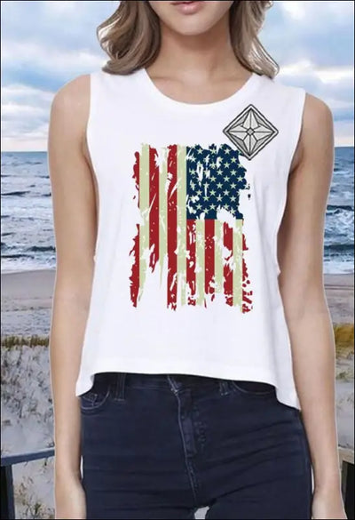 American Independence Day Flag Printed Round Neck Loose
