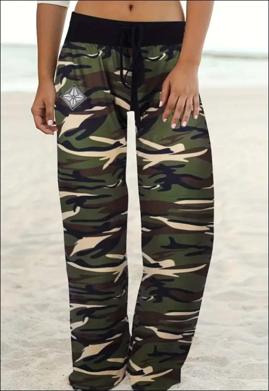 Camouflage Print Comfort Casual Elastic Rope Pajama Pants