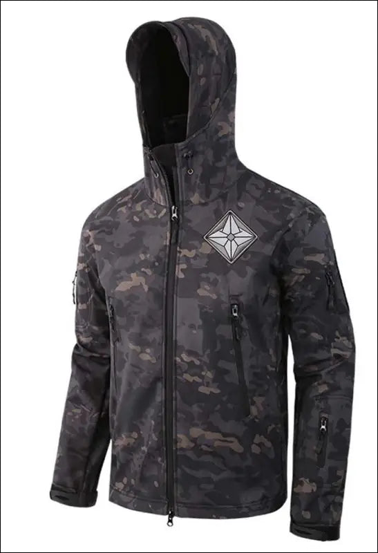 Camouflage Zipper Hooded Long Sleeve Coat e28 | Emf - 2X