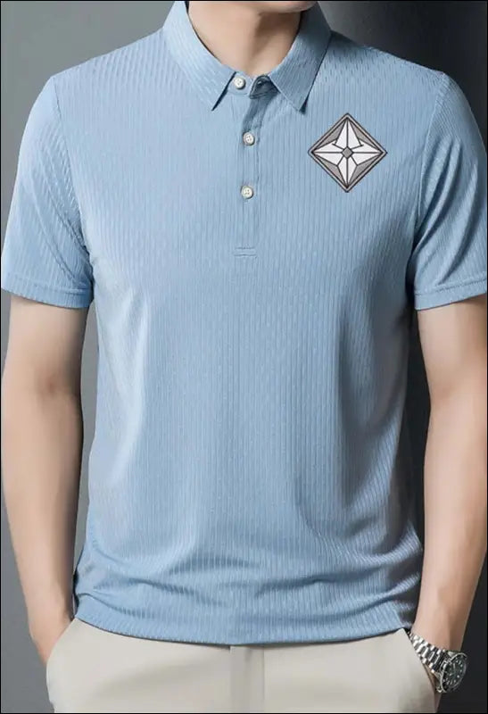 Casual Lapel Short - Sleeved Solid Color Polo Shirt e45