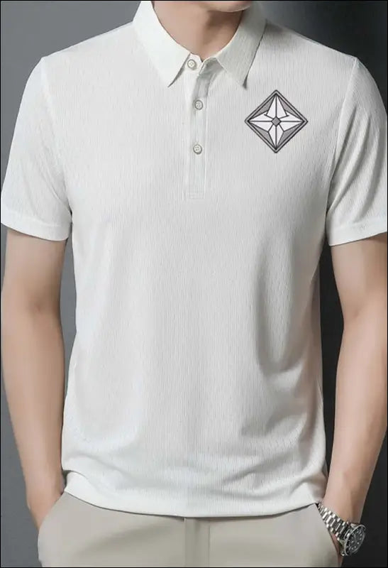 Casual Lapel Short - Sleeved Solid Color Polo Shirt e45