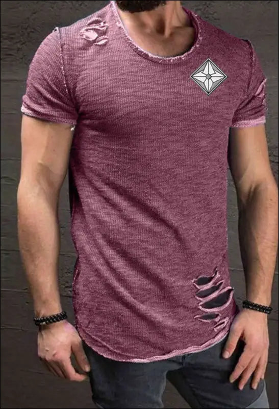 Cool Distressed Shirt e50.10 | Emf - Small / Burgundy