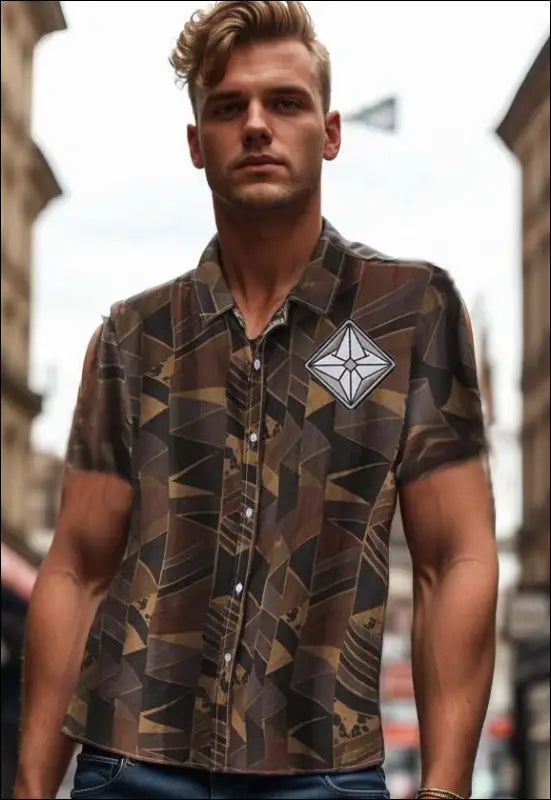 Cool Short Sleeve Button Up e16.0 | Emf - Small / Brown
