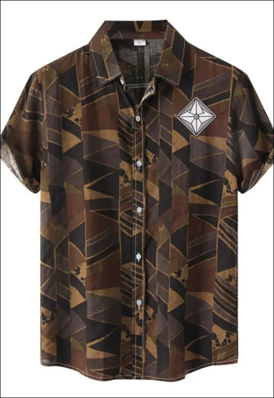 Cool Short Sleeve Button Up e16.0 | Emf - Small / Brown