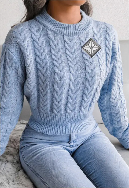 Crop Top Knit Sweater e40.0 | Emf - Small / Light Blue