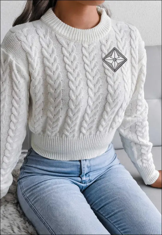 Crop Top Knit Sweater e40.0 | Emf - Small / White / Visible