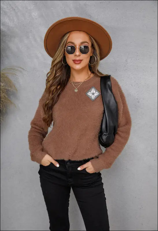 Cute Fuzzy Sweater e74.0 | Emf - Small / Brown Visible
