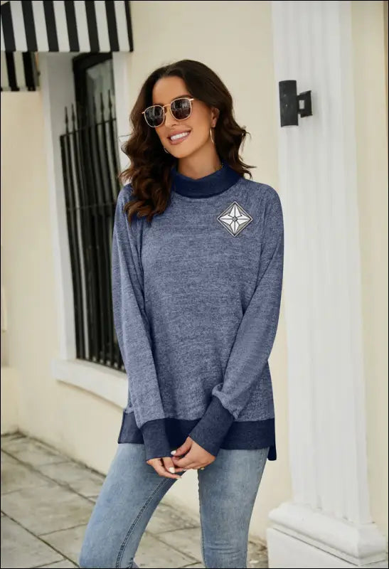 Cute Preppy Long Sleeve Sweater e76.0 | Emf - Small / Blue