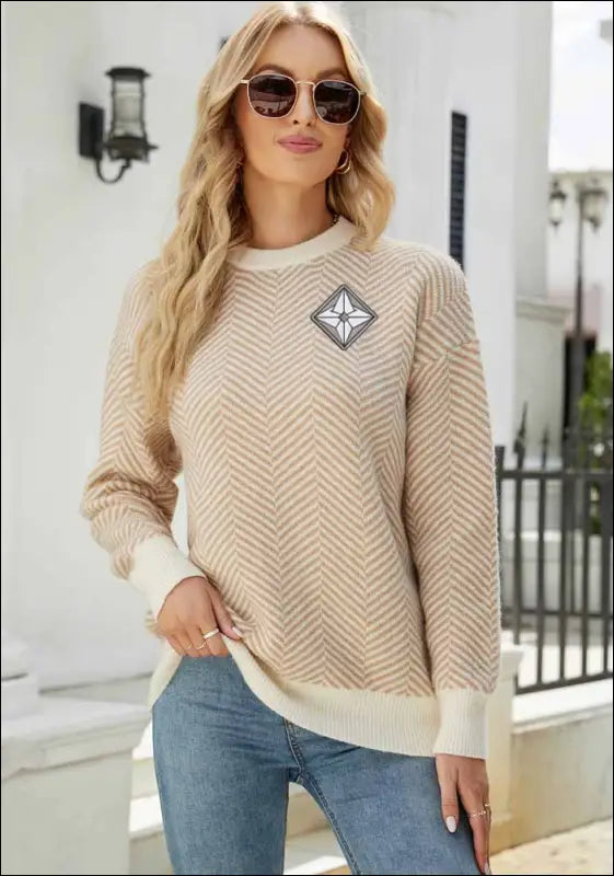 Cute Preppy Sweater e56.0 | Emf - Small / Tan Visible