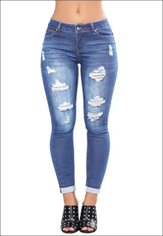 Distressed Skinny Jeans e4.10 | Emf - Visible Blue Denim