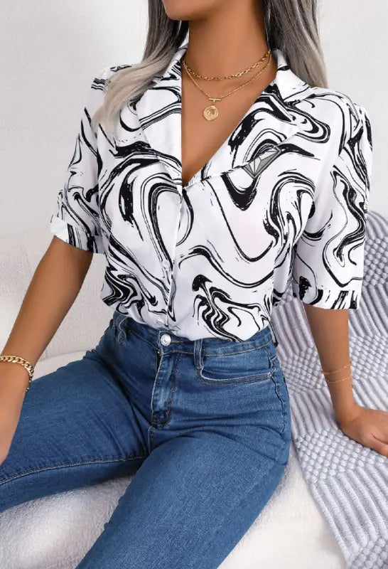 Ethereal | AuraShield | Women's | Short Sleeve Shirt e65 | Emf Blouse |