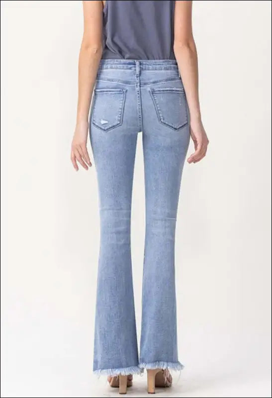 Full Size Evie High Rise Fray Flare Jeans e42 | Emf