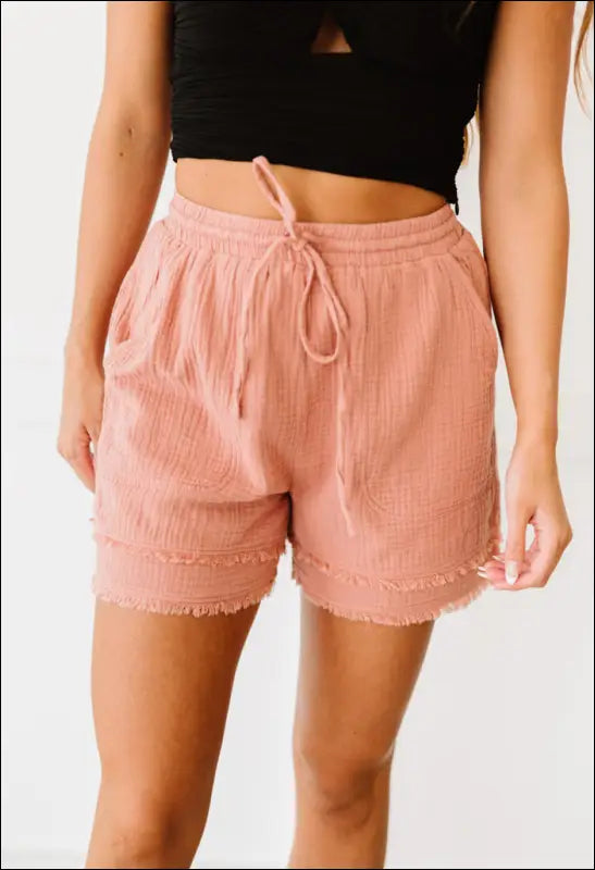 Full Size Frayed Hem Shorts e41 | Emf - Small / Hidden Pink