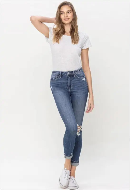 Full Size High Rise Cropped Skinny Jeans e26.0 | Emf