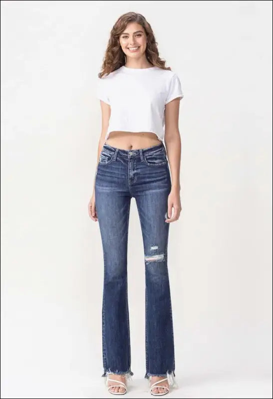 Full Size High Rise Flare Jeans e24.0 | Emf - Hidden Blue
