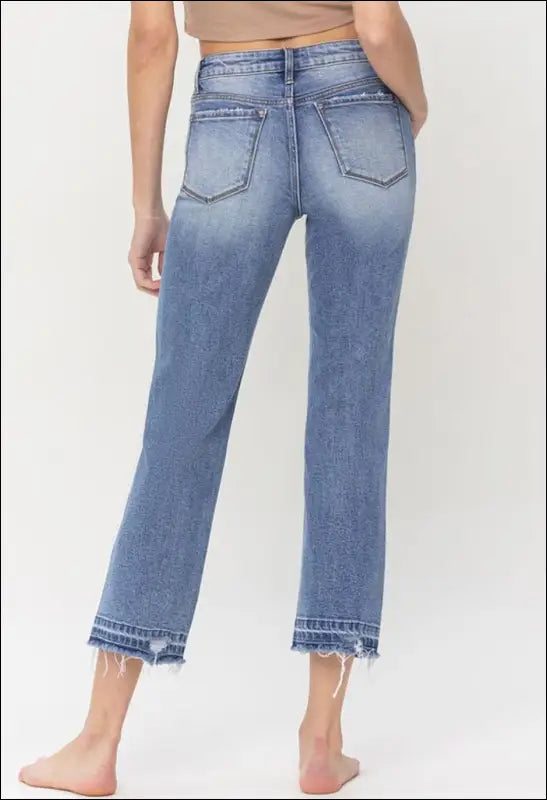 Full Size Lena High Rise Crop Straight Jeans e41 | Emf