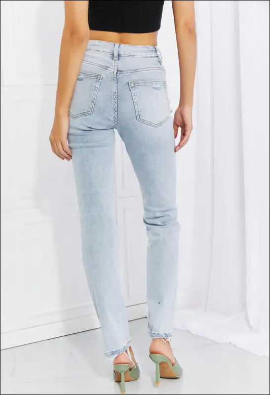 Full Size Raw Hem High - Waisted Jeans e46 | Emf - Women’s