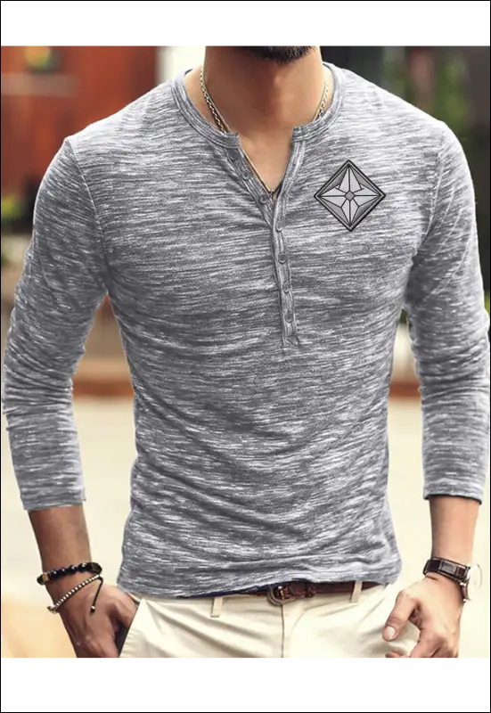 Long Sleeve Henley Shirt e16.0 | Emf - Small / Gray