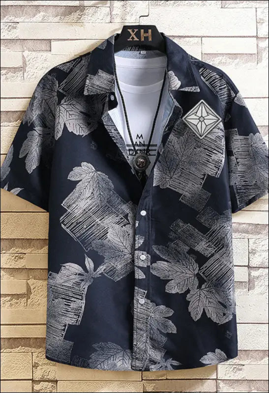 Men Casual Floral Print Short-Sleeved Shirt e39 | Emf