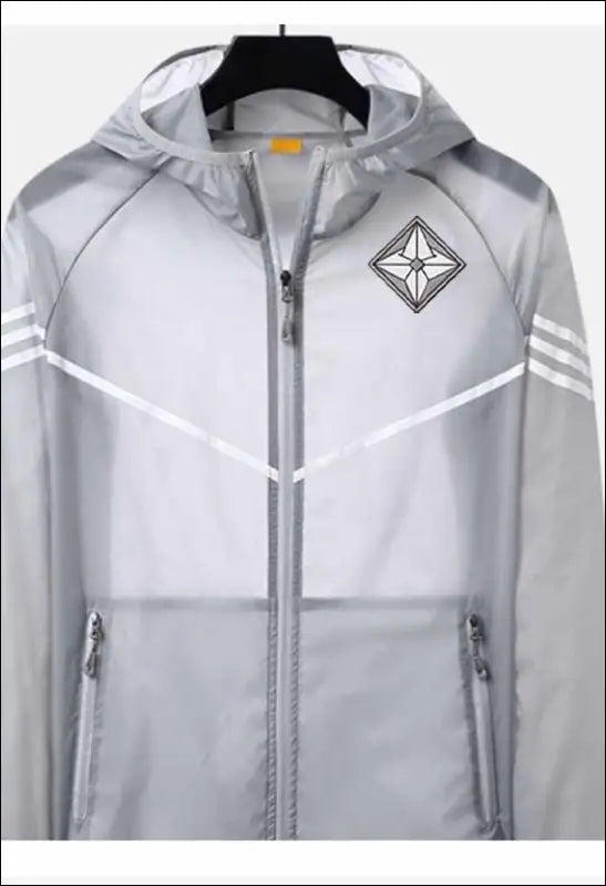 Men Casual Loose Zipper Sun Protection Hooded Color Matching