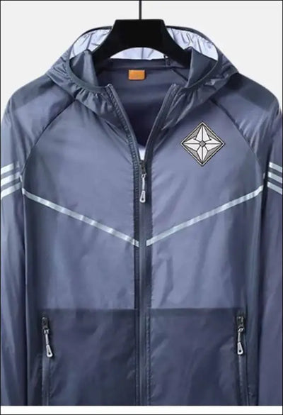 Men Casual Loose Zipper Sun Protection Hooded Color Matching