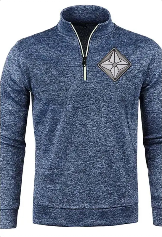 Men Casual Neckline Zipper Solid Color Knitted Sweatershirt