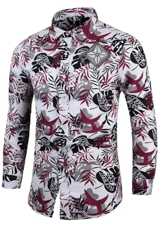 Nexon | AuraShield | Men's | Leaf Print | Lapel | Loose Shirt e40 | Emf Button Up |