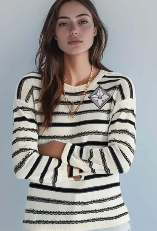 Nova | AuraShield | Preppy | Stripe Sweater e44.0 | Emf Sweater |