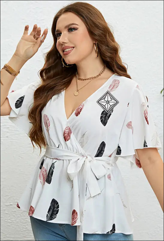 Plus Size Summer White with Printed Pattern Cardigan Lace