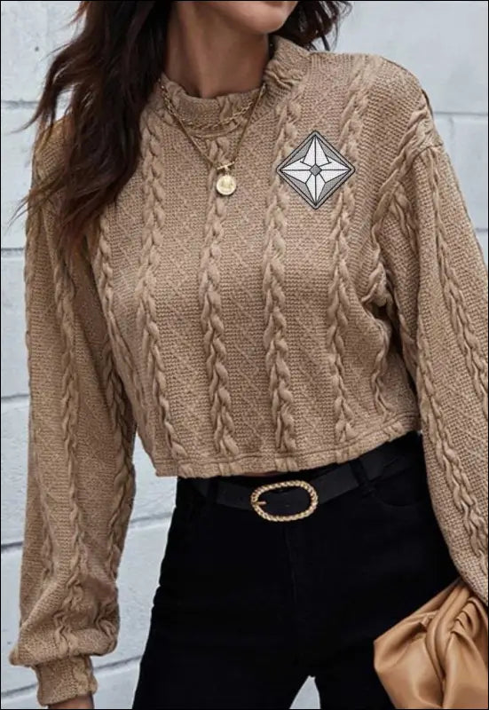 Preppy Crop Top Sweater e54.0 | Emf - Small / Brown Visible