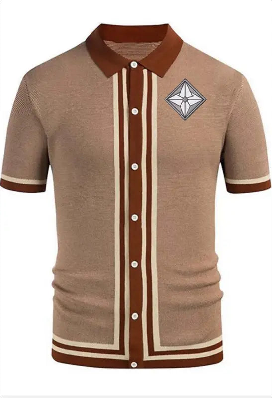 Preppy Lapel Single - Breasted Button Short - Sleeved