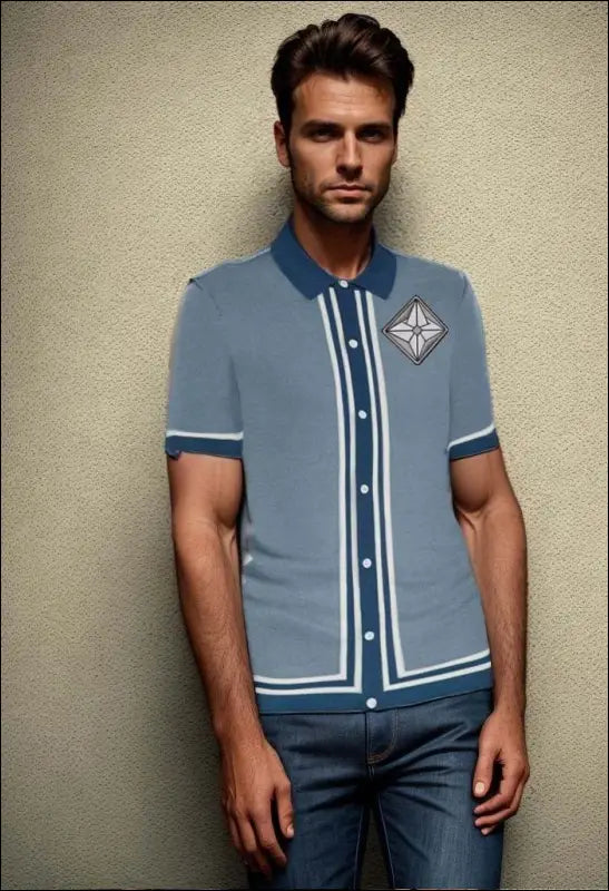 Preppy Lapel Single - Breasted Button Short - Sleeved