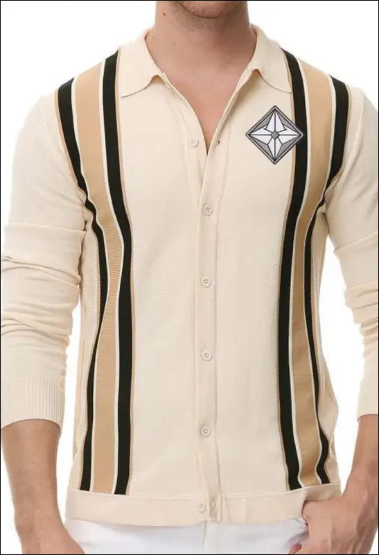 Preppy Long - Sleeve Knitted Jacquard Single - Breasted