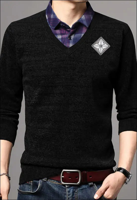 Preppy Pullover Sweater 114 | Emf - Small / Black - Men’s