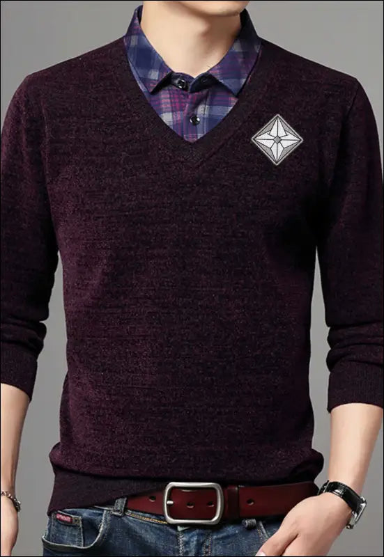 Preppy Pullover Sweater 114 | Emf - Small / Burgundy