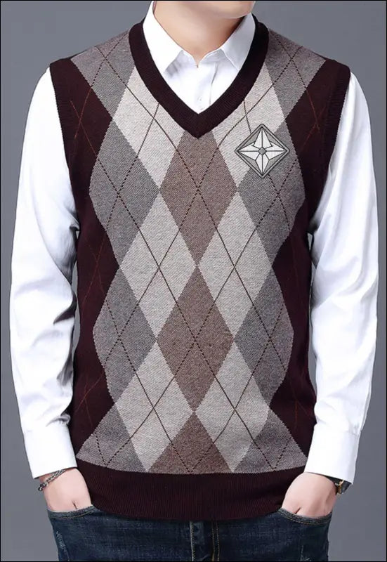 Preppy Vest Sweater 119 | Emf - Small / Brown - Men’s