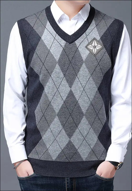 Preppy Vest Sweater 119 | Emf - Small / Gray Men’s Sweaters