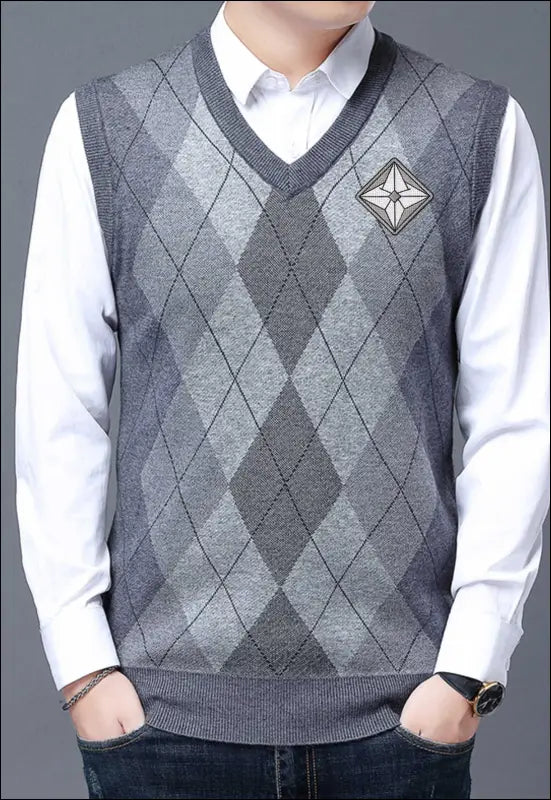 Preppy Vest Sweater 119 | Emf - Small / Light Gray Men’s