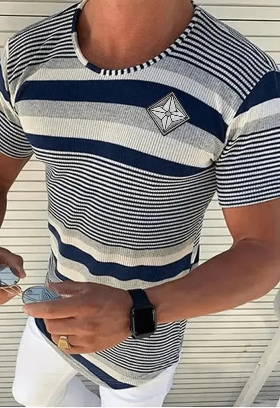 Short Sleeve AuraShield Striped Shirt e39.0 | Emf Clearance
