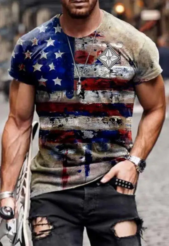 Skyline | American Flag AuraShield Emf Shirt e23.10 | Emf Shirt Clearance