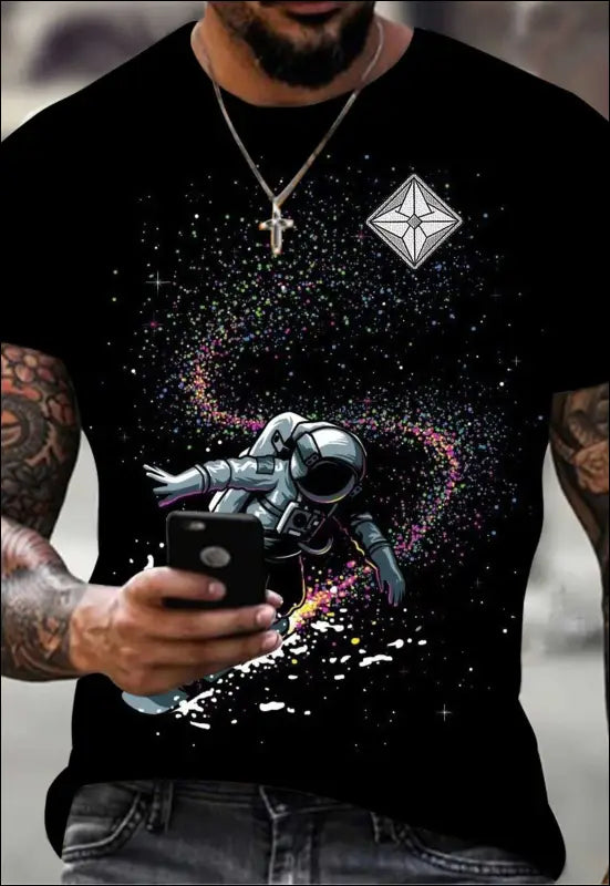 Space Man Aura Shield Graphic T - Shirt e24.0 | Emf - X