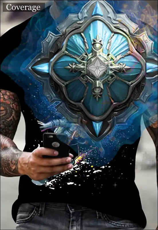 Space Man Aura Shield Graphic T-Shirt e25.0 | Emf - Tees