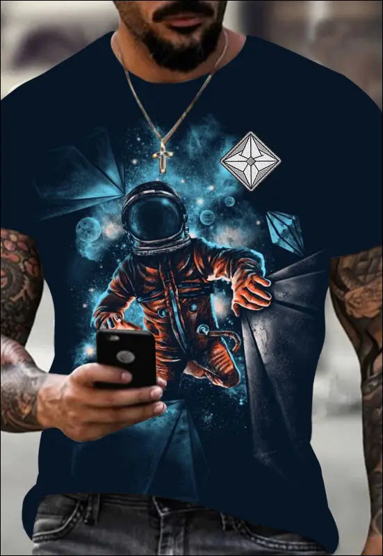 Space Man Aura Shield Graphic T-Shirt e25.0 | Emf - X Small