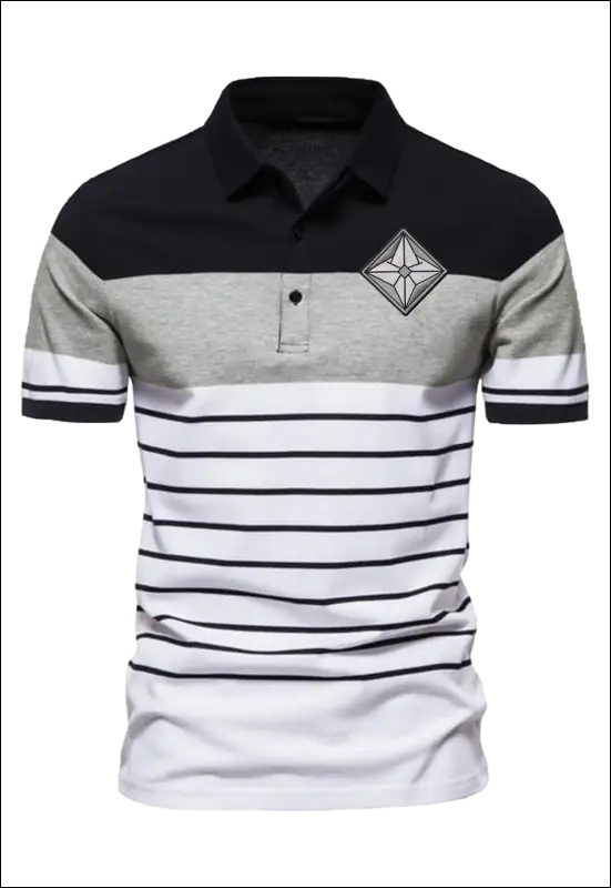 Striped Short Sleeve Polo e15.0 | Emf In Stock - Small