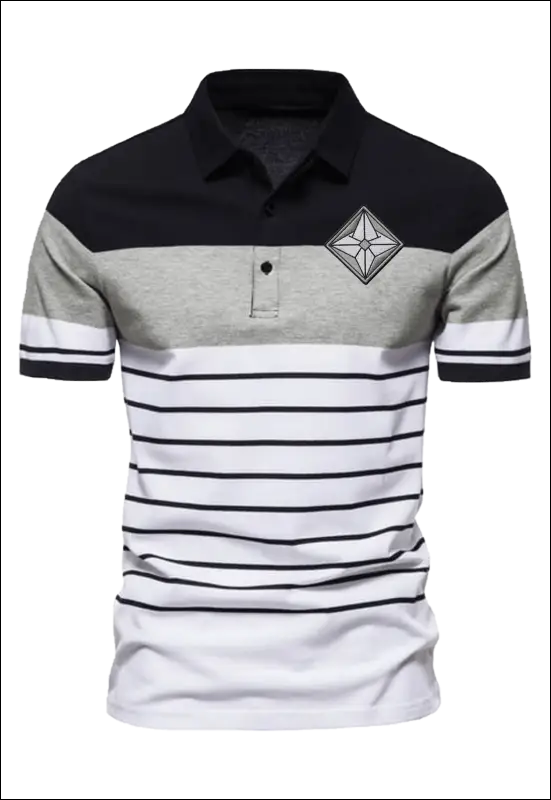 Striped Short Sleeve Polo e15.0 | Emf - Small / Gray