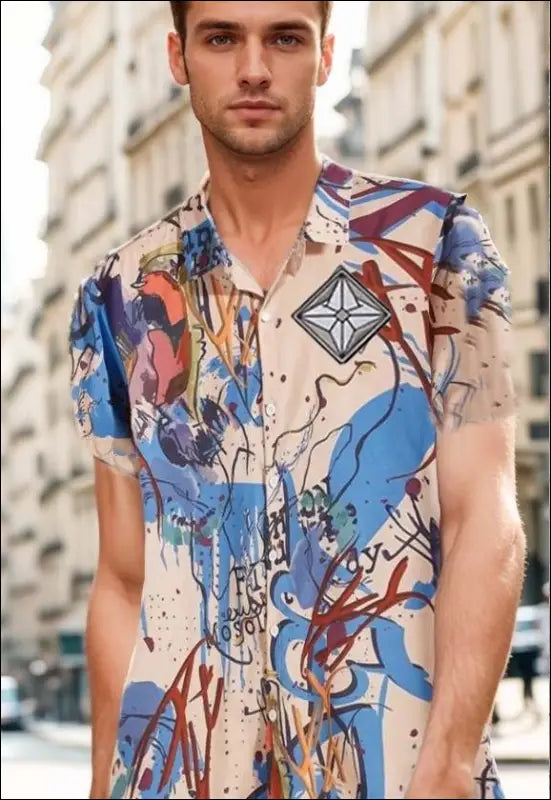 Summer Fashion Men Short Sleeve Shirt e32 | Emf Button Up