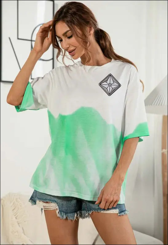 Three-Color Tie-Dye Printed Casual T-shirt e51 | Emf Shirt