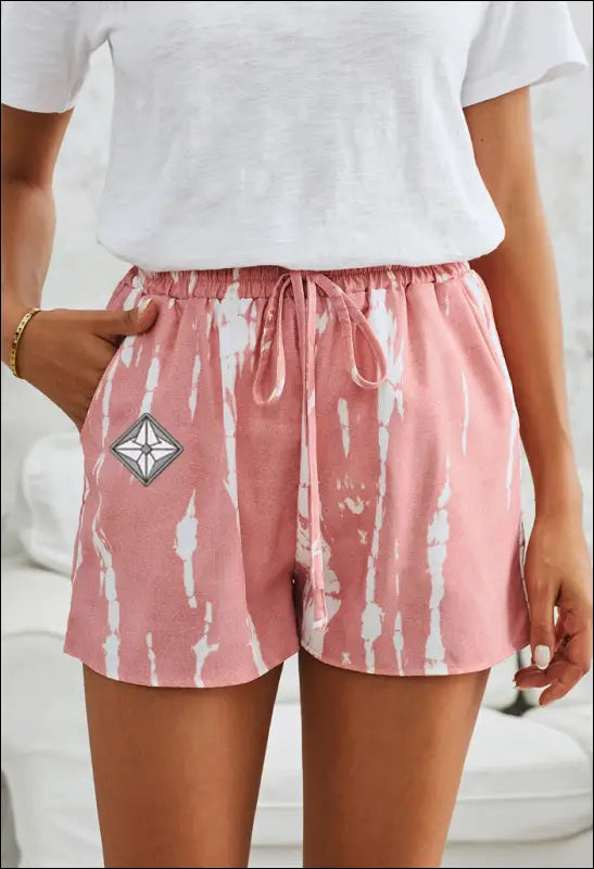 Tie - Dye Drawstring Waist Shorts with Pockets e43 | Emf